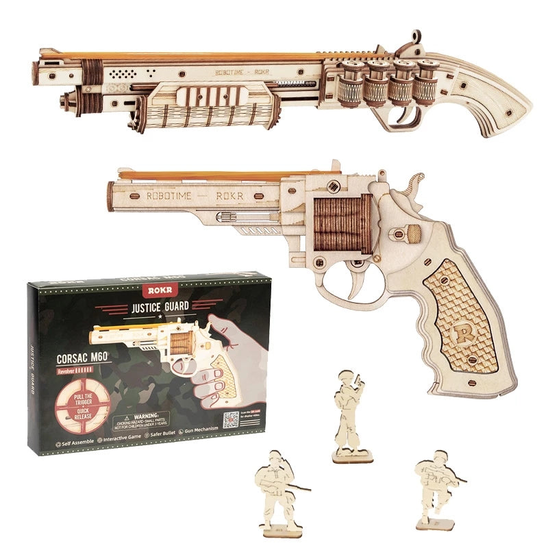 Robotime ROKR Revolver Gun Model Toys 3D Wooden Puzzle Games Crafts Gift For Children Kids Boys Birthday Christmas Gift