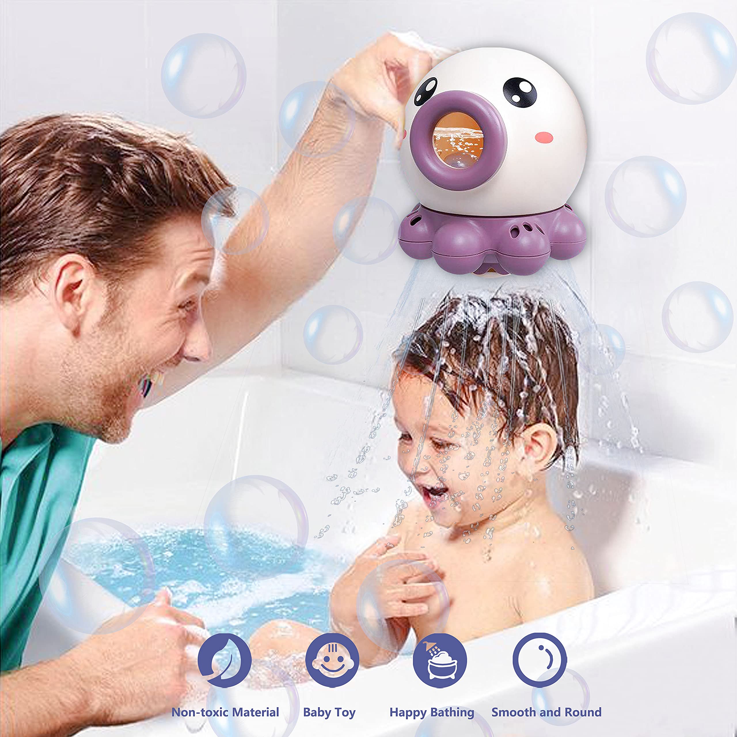 Octopus Fountain Bath Toy Water Jet Rotating Shower for Kids