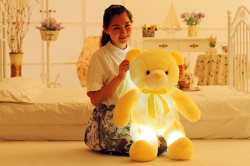 Creative Light Up LED Teddy Bear Stuffed Animals Plush Toy Colorful Glowing For Kids Pillow