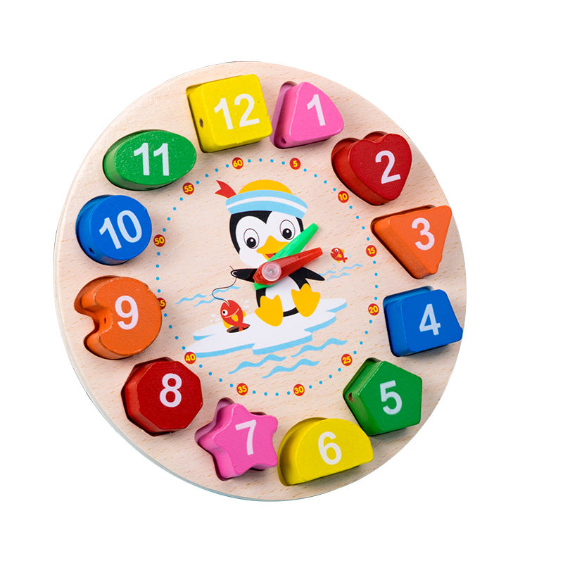 Wooden Shape Sorting Clock-Teaching Time Clock Shape Sorting Clock