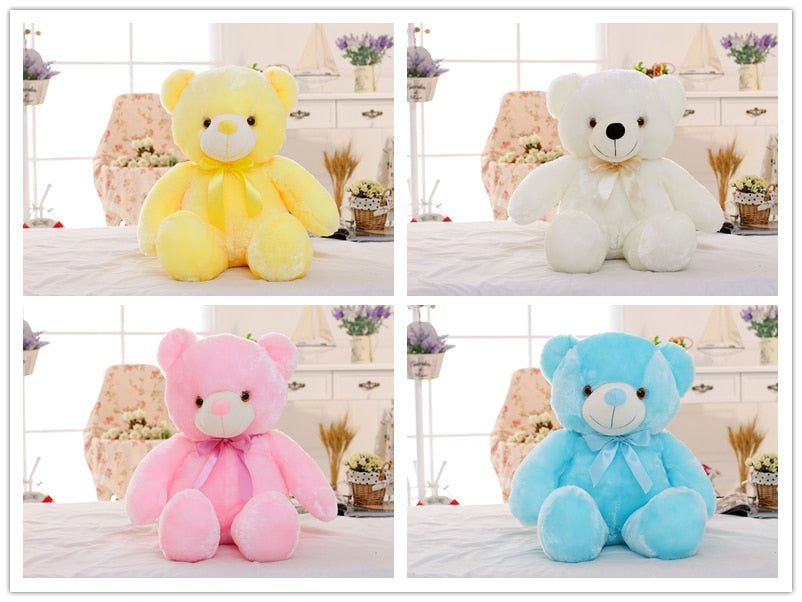 Creative Light Up LED Teddy Bear Stuffed Animals Plush Toy Colorful Glowing For Kids Pillow