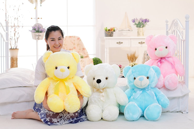 Creative Light Up LED Teddy Bear Stuffed Animals Plush Toy Colorful Glowing For Kids Pillow