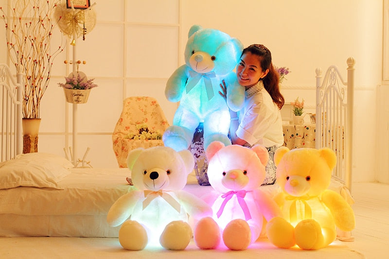 Creative Light Up LED Teddy Bear Stuffed Animals Plush Toy Colorful Glowing For Kids Pillow