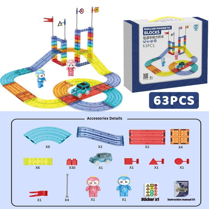 Magnetic Building Blocks For Children's Early Education, Versatile Magnetic Train Track Puzzle Toy