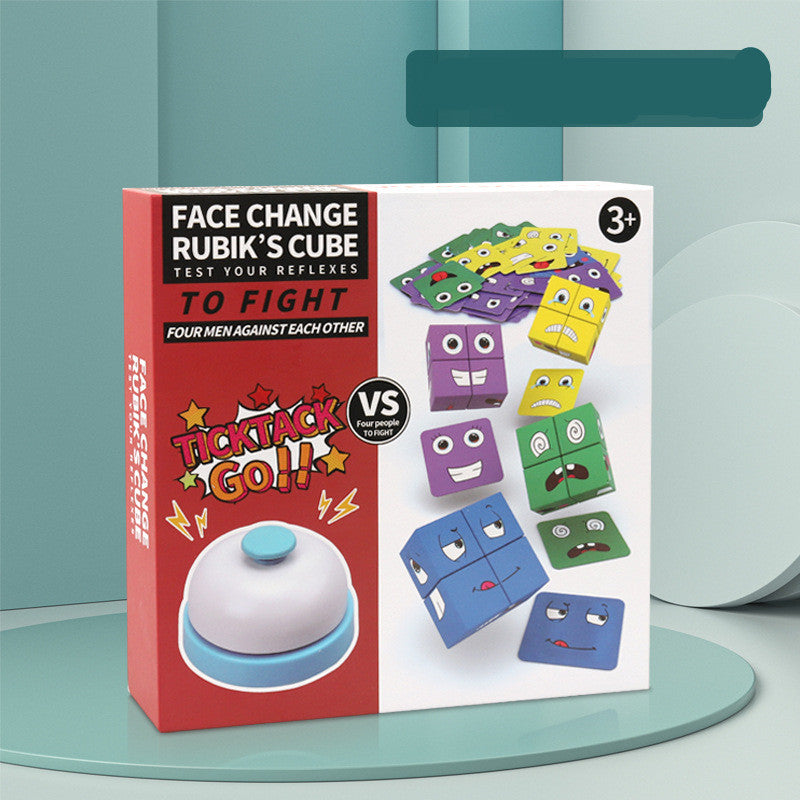 Wooden Expressions Toy Magic Cube Face Pattern Building Blocks Educational Montessori Toys