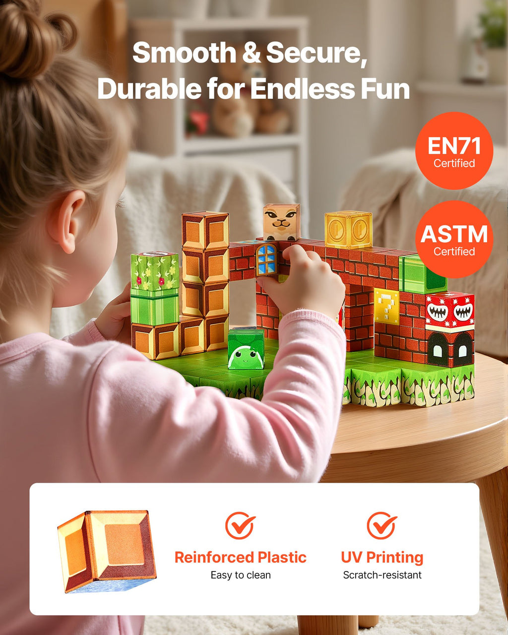 Magnetic Blocks, 100 PCS Magnet Blocks Set, Magnetic Building Cubes For Kids, STEM Montessori Sensory Toys For Christmas Birthday Gift, Construction Stacking Toy For Ages 3 And  Years Old Boys & Girls