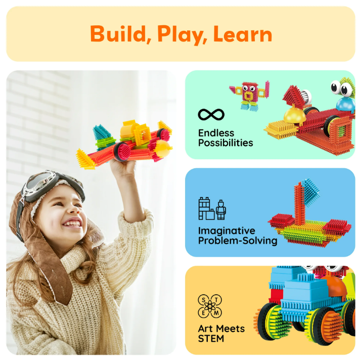 112PCS STEM Building Blocks Set - Educational Construction Toy for Kids, Creative Stacking & Interlocking Tiles