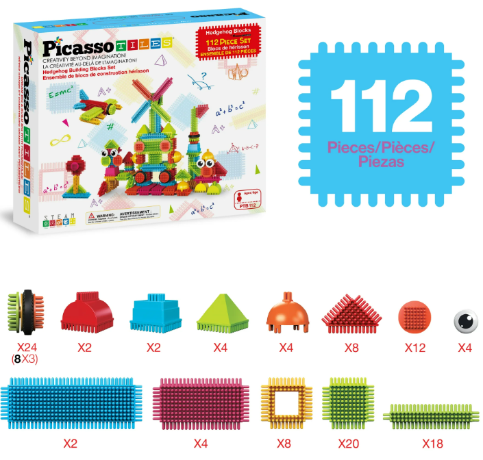 112PCS STEM Building Blocks Set - Educational Construction Toy for Kids, Creative Stacking & Interlocking Tiles