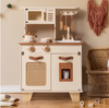 Wooden Play Kitchen Set for Kids - Pretend Play Toy with Ice Cube Dispenser, Mocha Finish, for Boys & Girls Age 3+