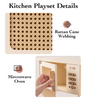 Wooden Play Kitchen Set for Kids - Pretend Play Toy with Ice Cube Dispenser, Mocha Finish, for Boys & Girls Age 3+