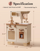 Wooden Play Kitchen Set for Kids - Pretend Play Toy with Ice Cube Dispenser, Mocha Finish, for Boys & Girls Age 3+