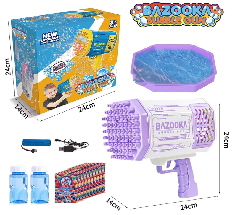 Bubble Gun Rocket 69 Holes Soap Bubbles Machine Gun