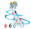 Penguin Climbing Stairs Electric Toy with Music & Lights - Battery Powered Assembly Track Slide, Educational Animal Toy for Kids Ages 3+