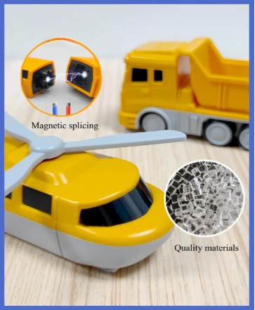 Magnetic Transform Engineering Car Assembled Toys with Storage Box, Outdoor Activities for Kids Ages 3-5