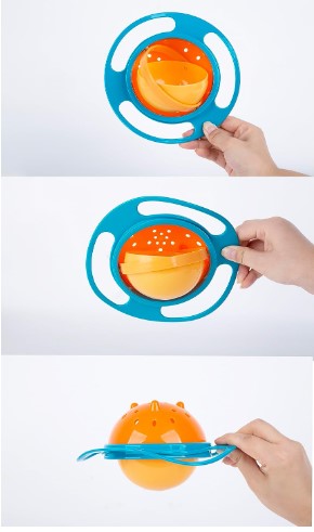 Magic Bowl 360 Degree Rotation Spill Resistant Gyro Bowl with Lid For Toddler Baby Kids
