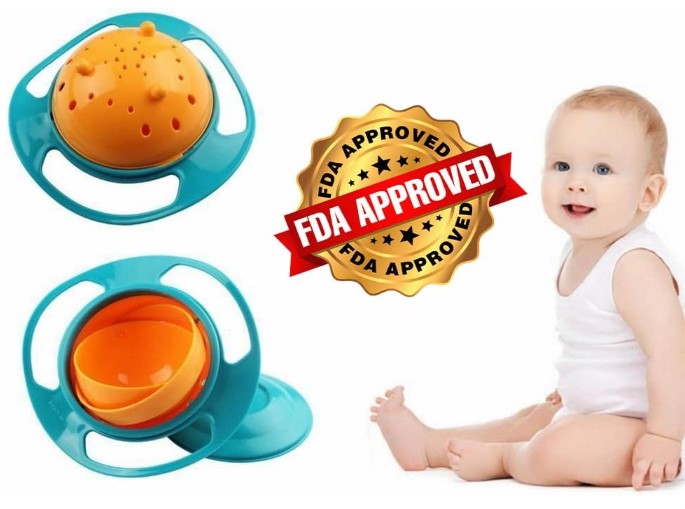 Magic Bowl 360 Degree Rotation Spill Resistant Gyro Bowl with Lid For Toddler Baby Kids