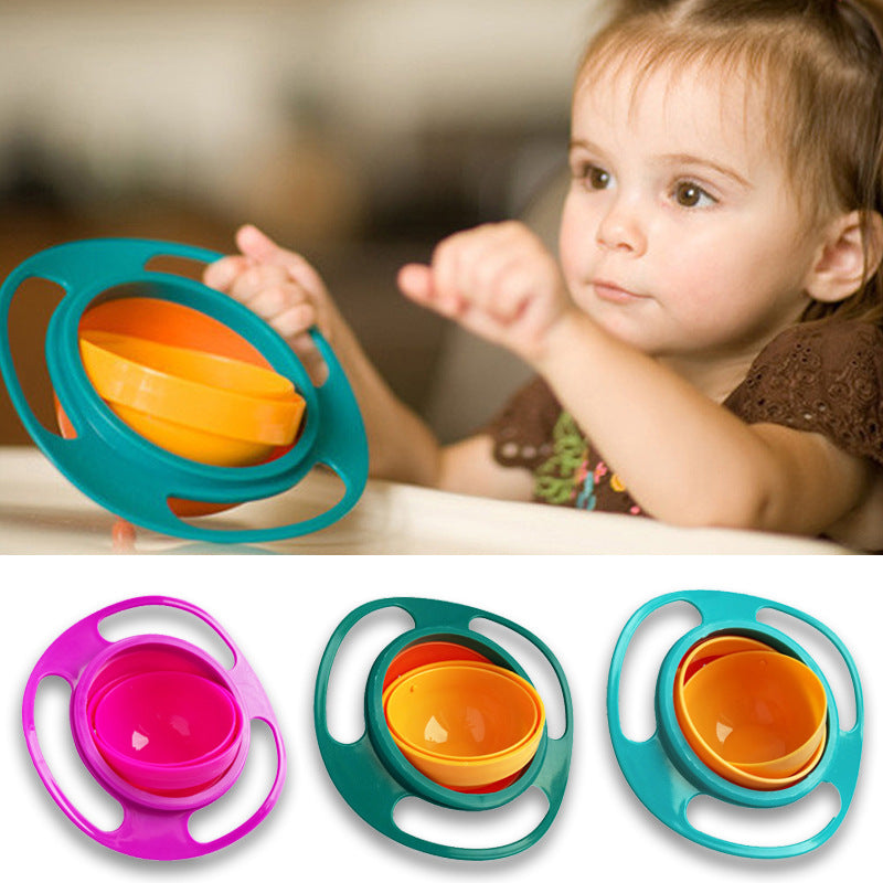 Magic Bowl 360 Degree Rotation Spill Resistant Gyro Bowl with Lid For Toddler Baby Kids