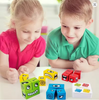 Face Changing Building Blocks Iron box Toy Wooden Face-changing Cube Board Game Montessori Kids Educational Blocks Party Games