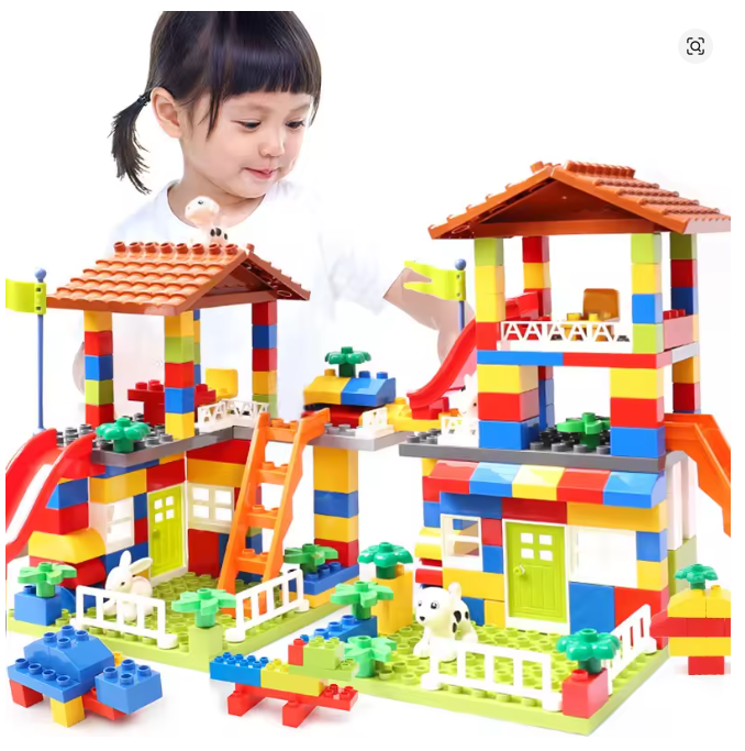 Classic Big Size Building Blocks House Assembly Construction Block Plastic Castle DIY Bricks Toys For Children