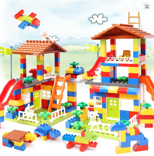 Classic Big Size Building Blocks House Assembly Construction Block Plastic Castle DIY Bricks Toys For Children