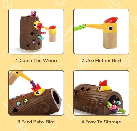 Montessori Toys for 2 Year Old - Magnetic Bird Feeding Games