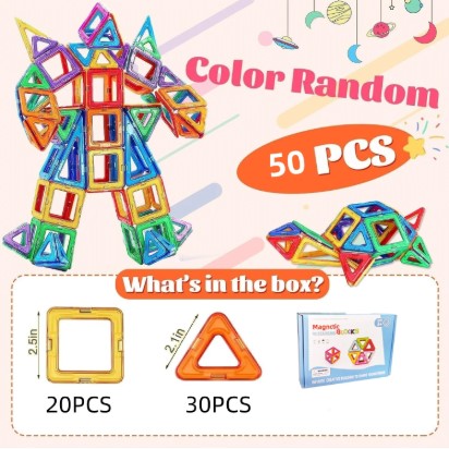 50 Pcs Magnetic Building Blocks for Kids