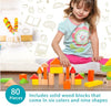 Wooden Building Blocks Set - Stacker Stacking Preschool Learning Educational Toys with Carrying Bag