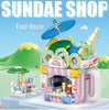 City Street View Food Store Mini Bricks Coffee Ice Cream Shop Architectures Models Building Blocks Toys