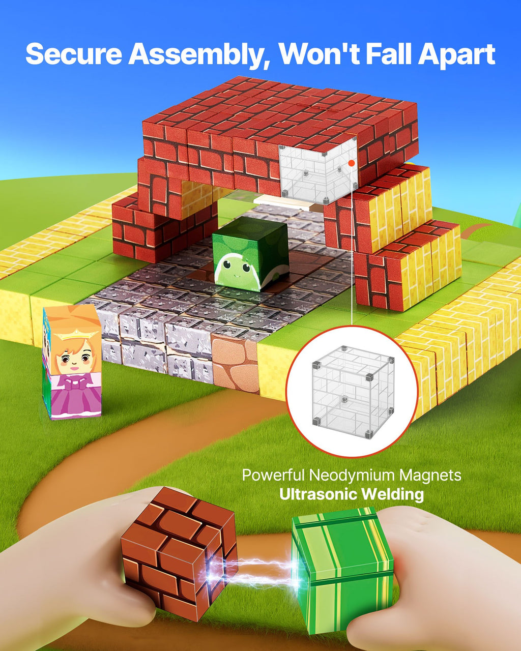 Magnetic Blocks, 100 PCS Magnet Blocks Set, Magnetic Building Cubes For Kids, STEM Montessori Sensory Toys For Christmas Birthday Gift, Construction Stacking Toy For Ages 3 And  Years Old Boys & Girls