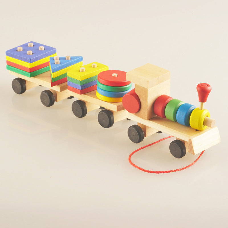 Wooden Train Three-section Tractor Toy
