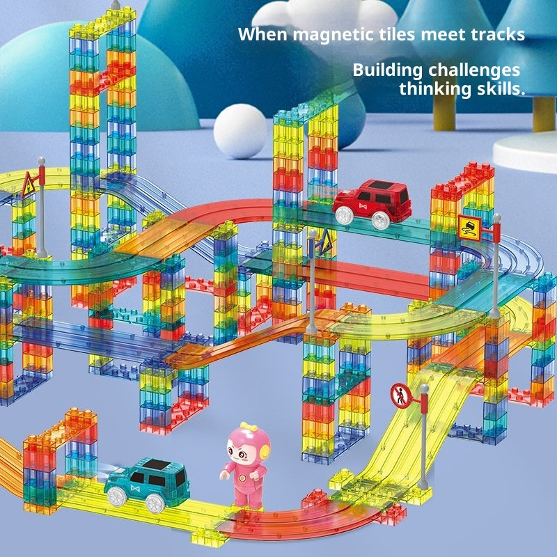 Magnetic Building Blocks For Children's Early Education, Versatile Magnetic Train Track Puzzle Toy