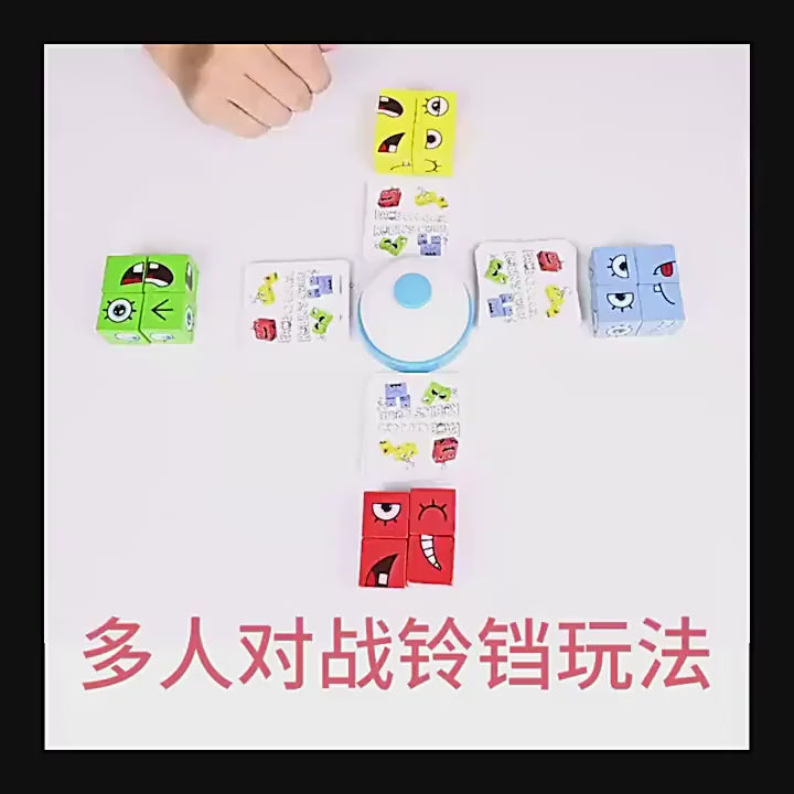 Face Changing Building Blocks Iron box Toy Wooden Face-changing Cube Board Game Montessori Kids Educational Blocks Party Games