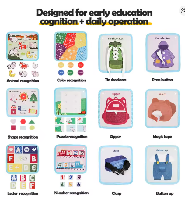 2-in-1 Soft Montessori Felt Quiet Book for Toddlers