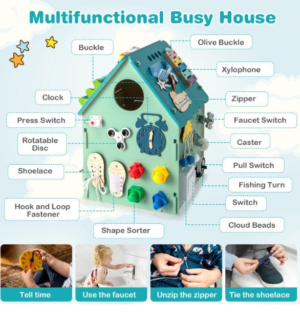 Montessori Play House with Sensory Games and Interior Storage Space Toys